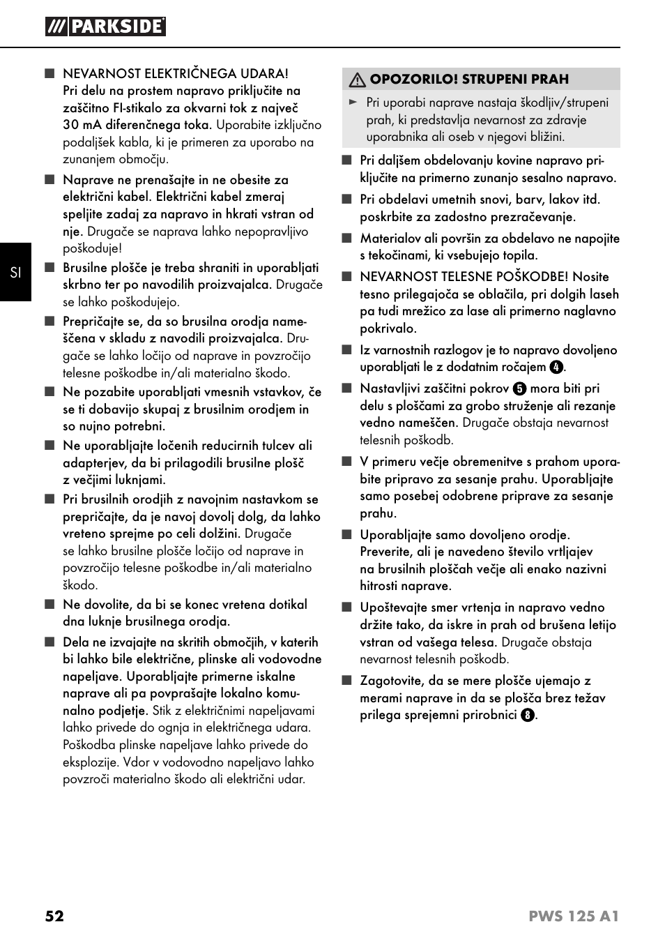 Parkside PWS 125 A1 User Manual | Page 55 / 105