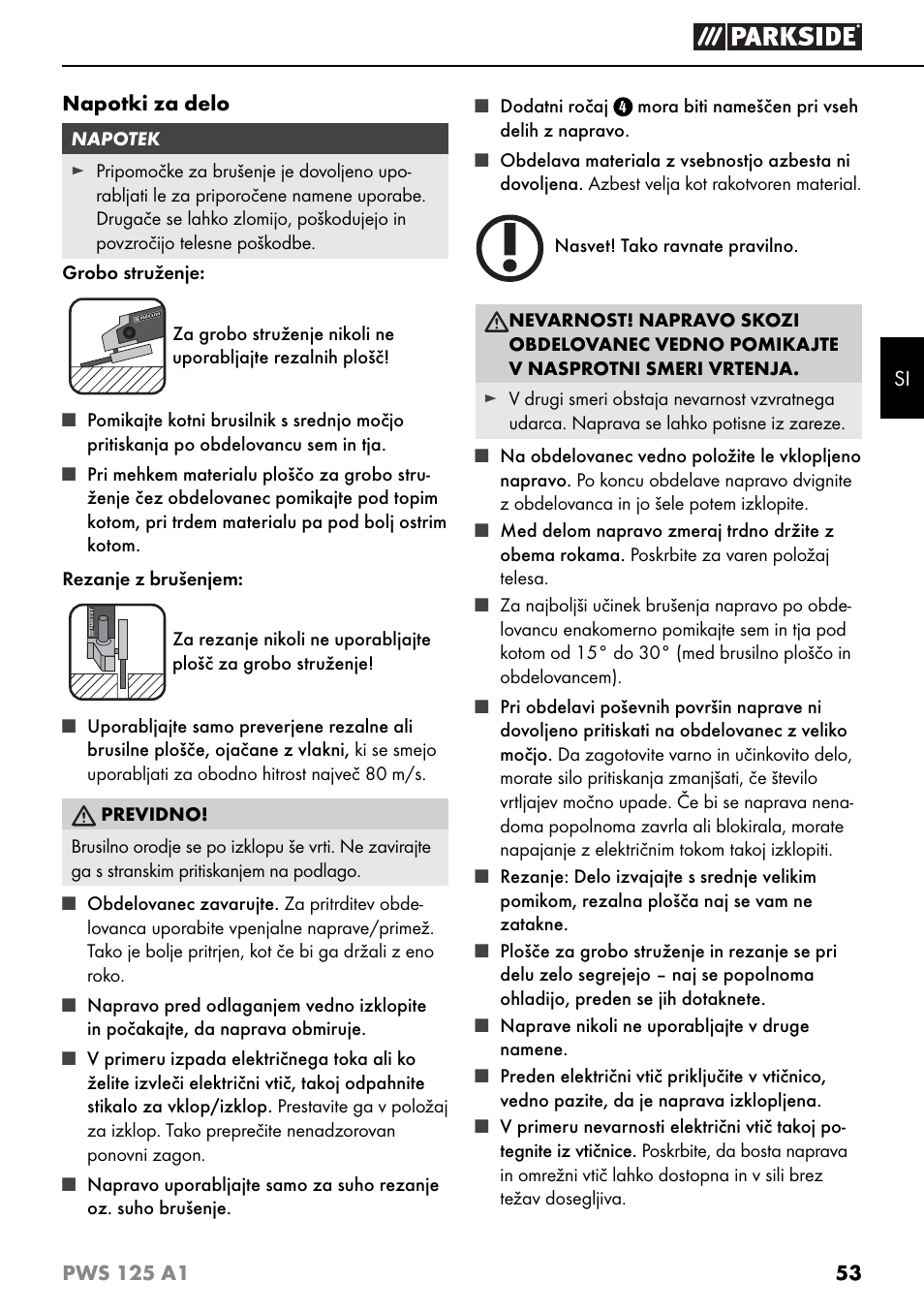 Parkside PWS 125 A1 User Manual | Page 56 / 105