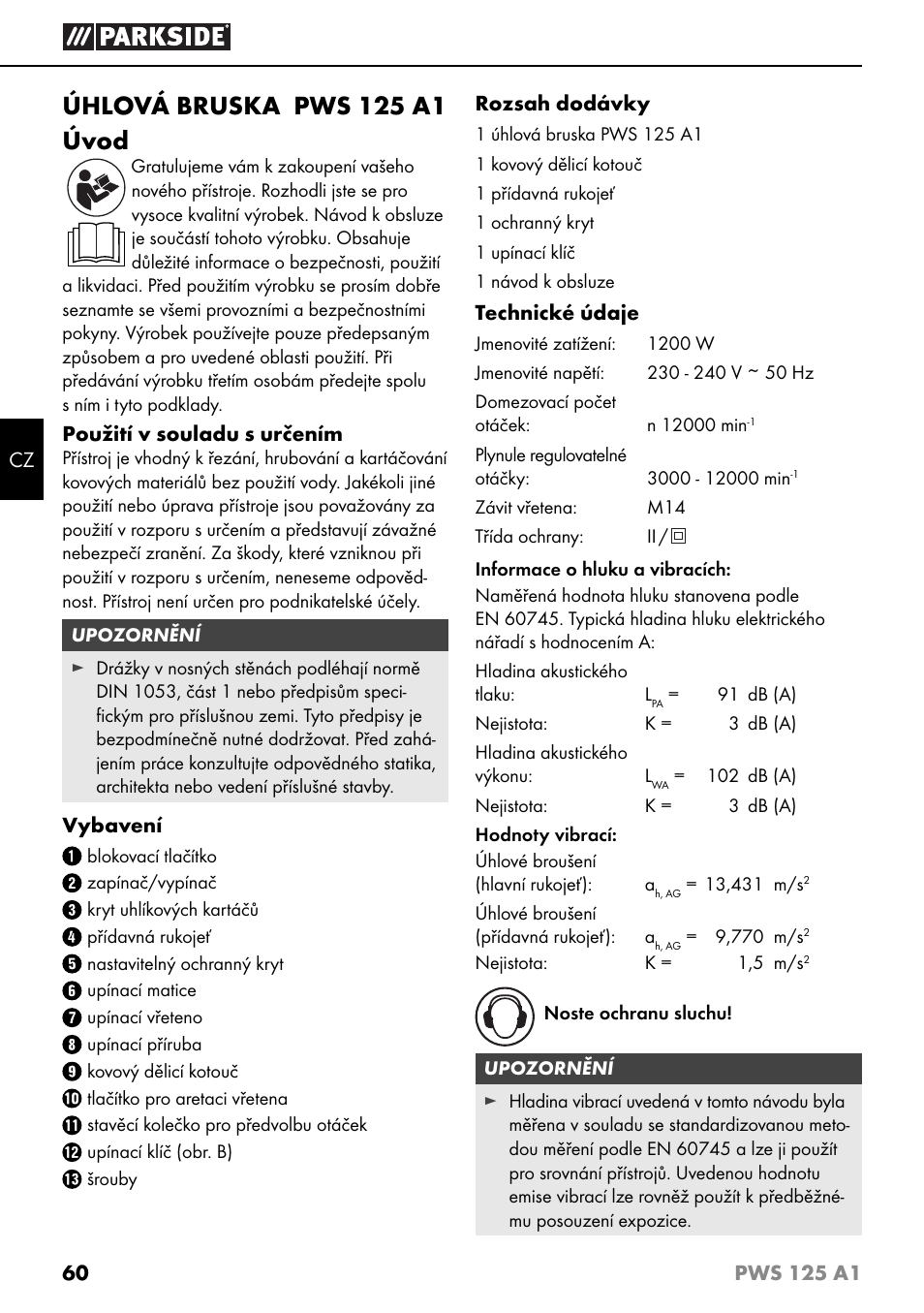 Úhlová bruska pws 125 a1 úvod | Parkside PWS 125 A1 User Manual | Page 63 / 105