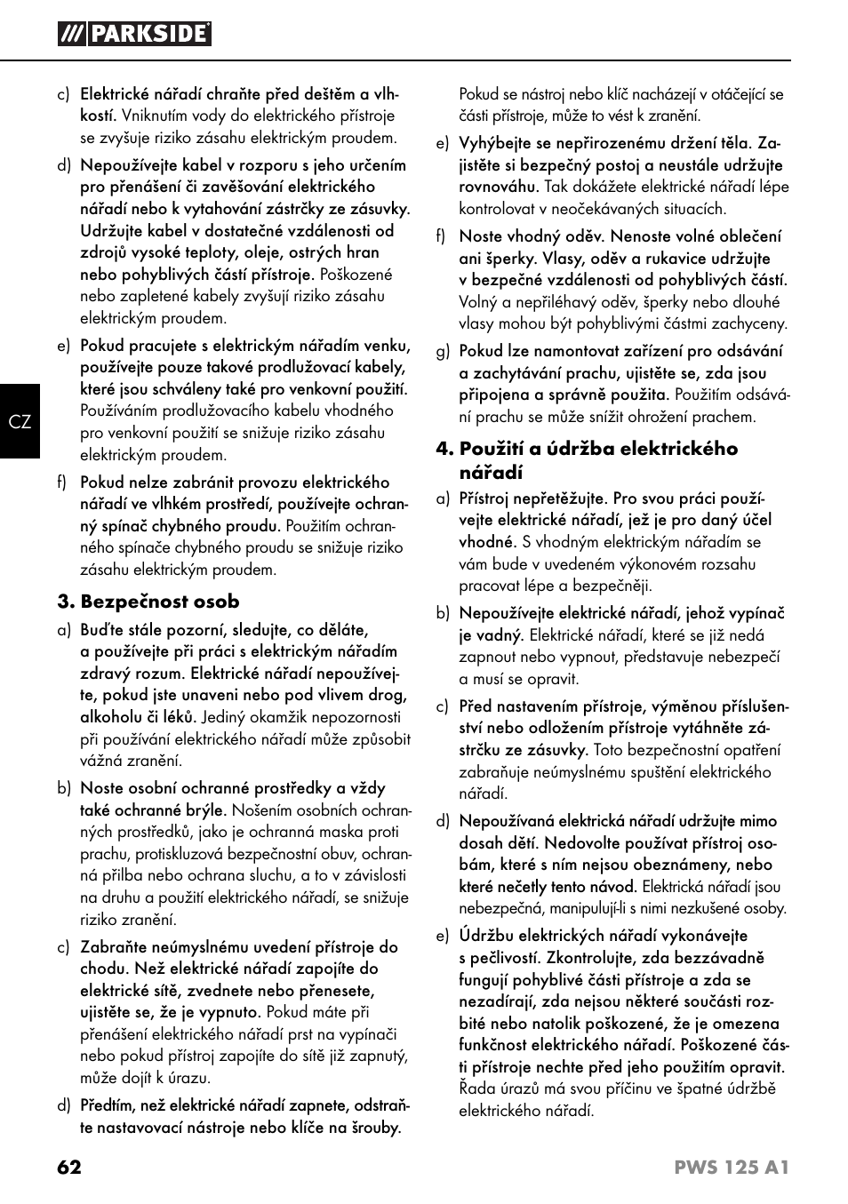 Parkside PWS 125 A1 User Manual | Page 65 / 105