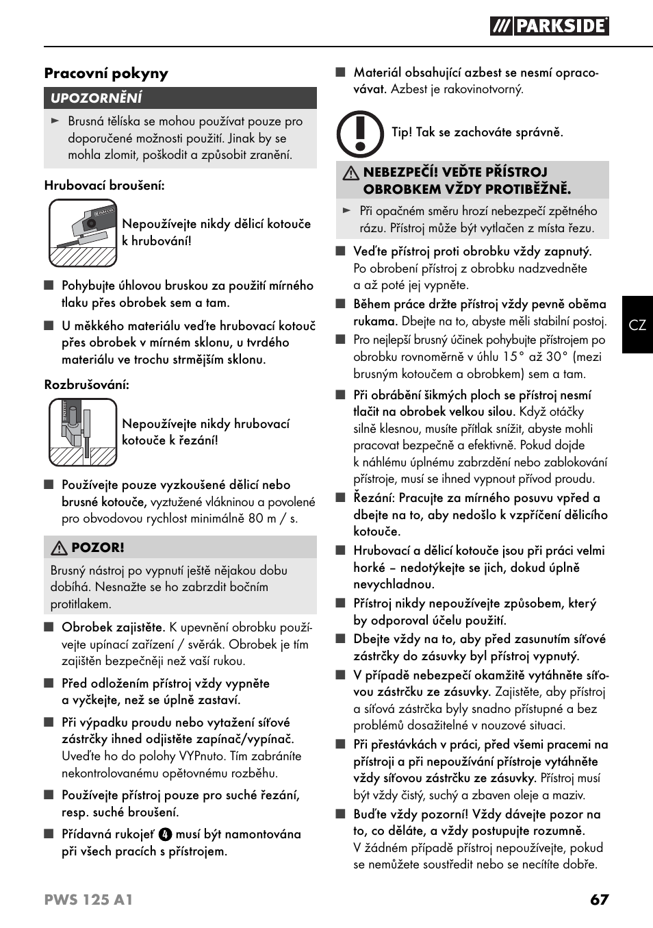 Parkside PWS 125 A1 User Manual | Page 70 / 105