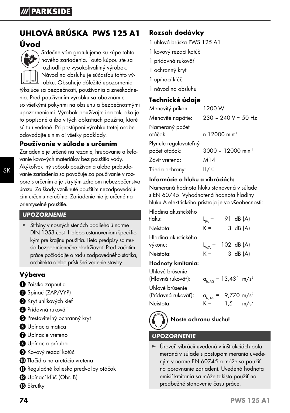 Uhlová brúska pws 125 a1 úvod | Parkside PWS 125 A1 User Manual | Page 77 / 105