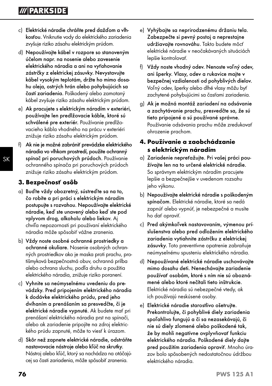 Parkside PWS 125 A1 User Manual | Page 79 / 105
