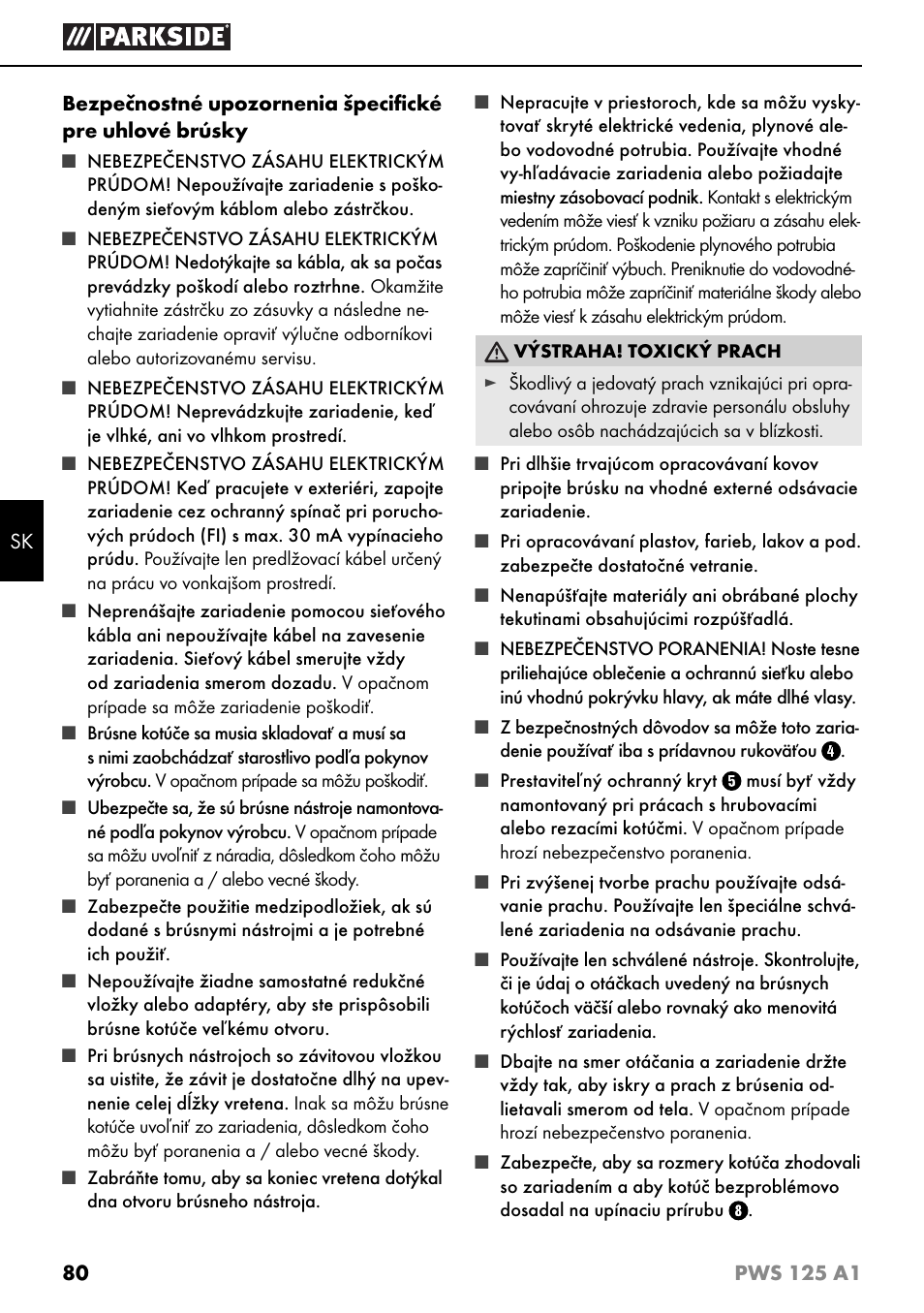 Parkside PWS 125 A1 User Manual | Page 83 / 105