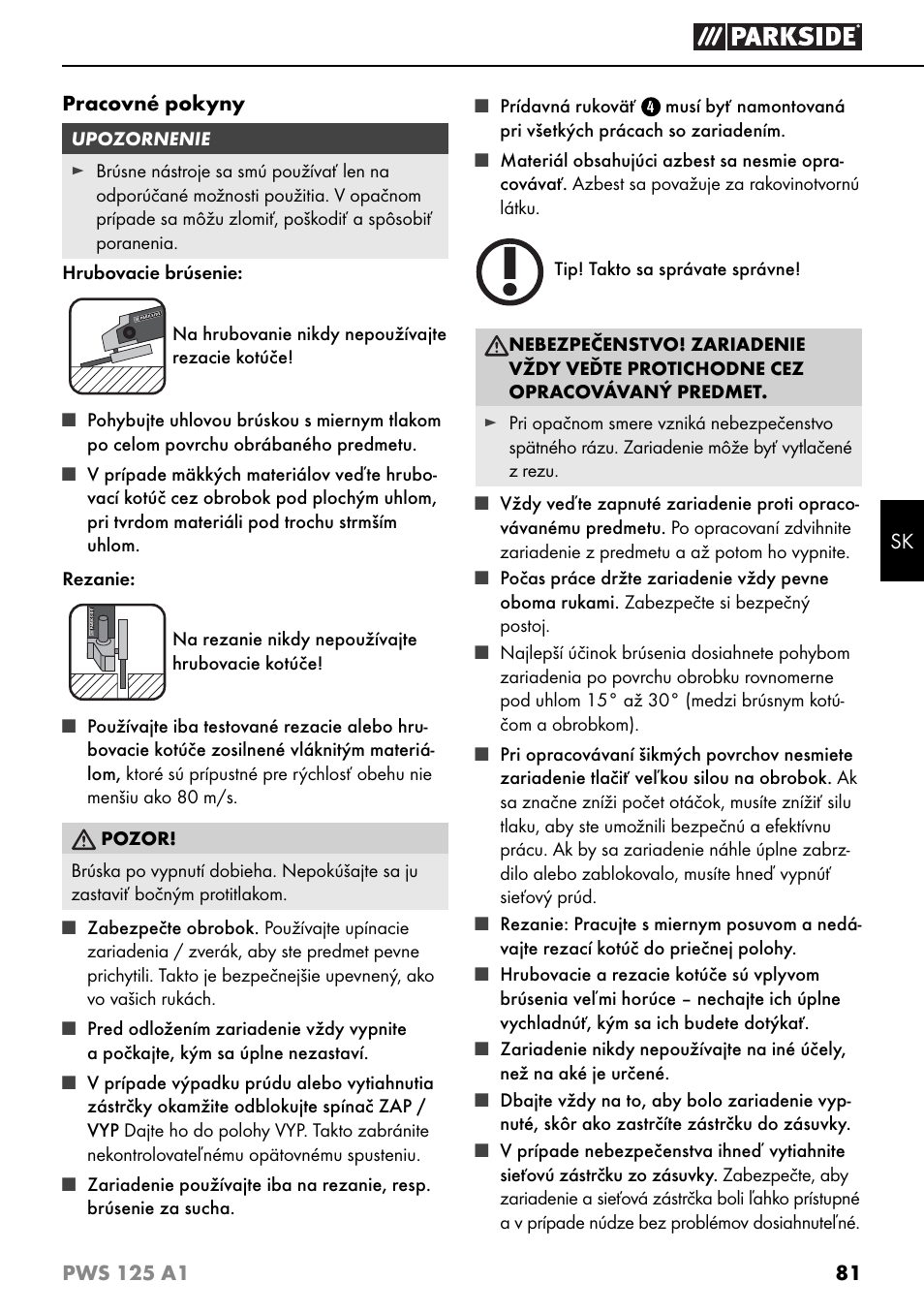 Parkside PWS 125 A1 User Manual | Page 84 / 105