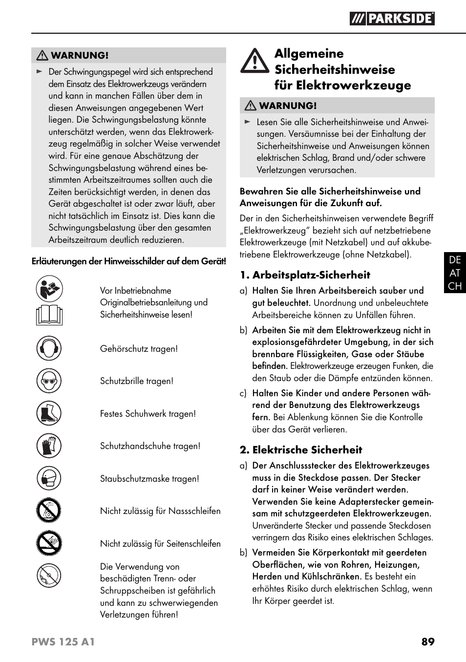 Parkside PWS 125 A1 User Manual | Page 92 / 105
