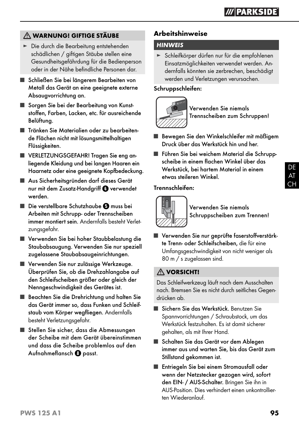 Parkside PWS 125 A1 User Manual | Page 98 / 105