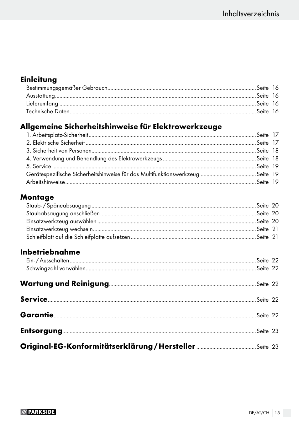 Parkside PMFW 310 A1 User Manual | Page 15 / 34