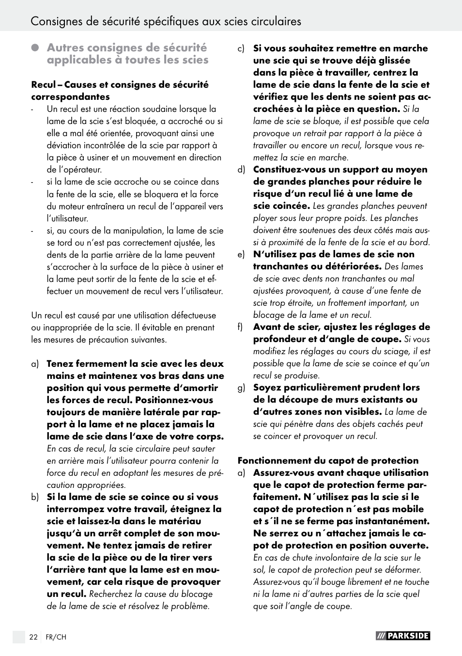 Parkside PTSS 1200 A1 User Manual | Page 22 / 51