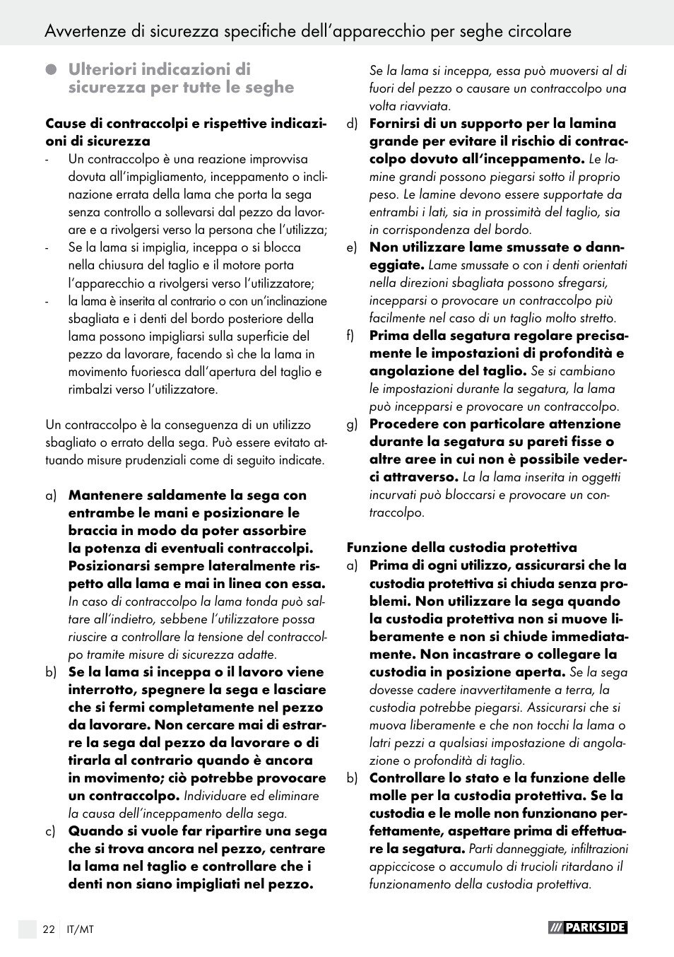 Parkside PTSS 1200 A1 User Manual | Page 22 / 51