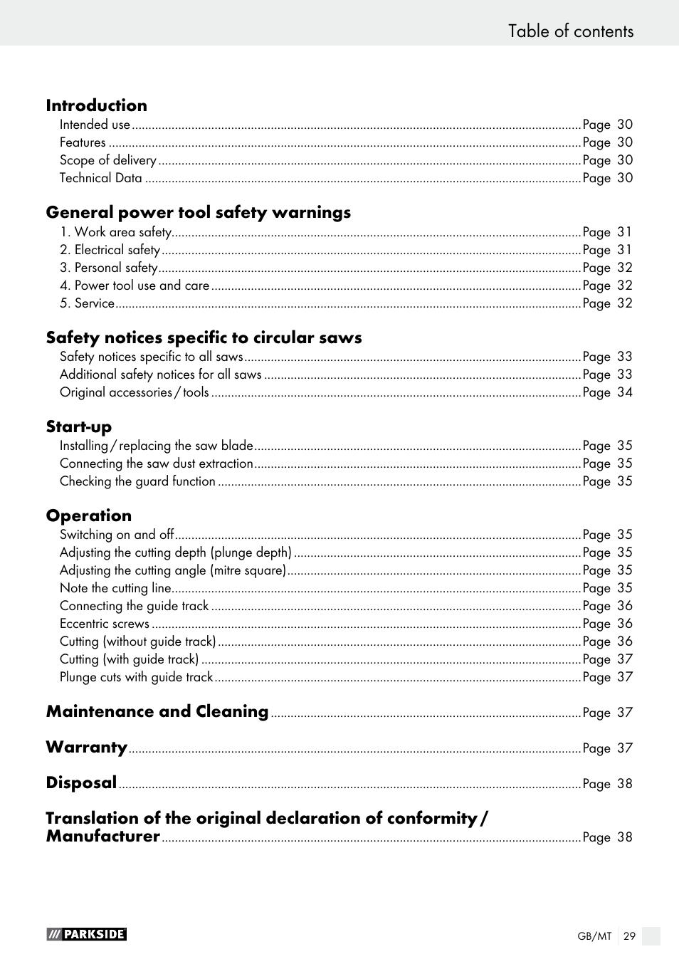 Parkside PTSS 1200 A1 User Manual | Page 29 / 51