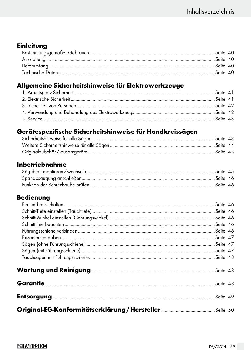 Parkside PTSS 1200 A1 User Manual | Page 39 / 51