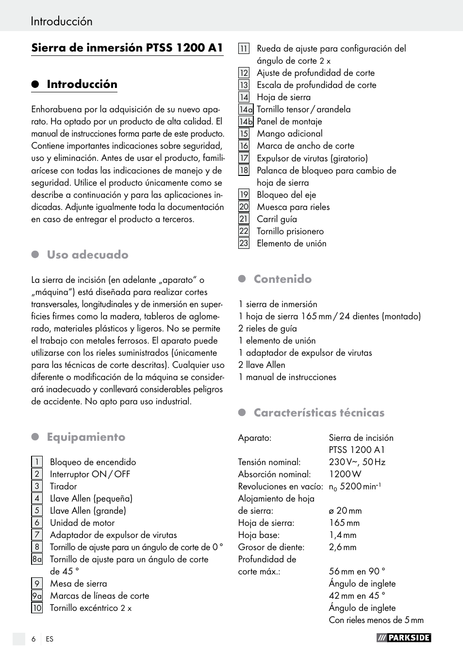 Parkside PTSS 1200 A1 User Manual | Page 6 / 51