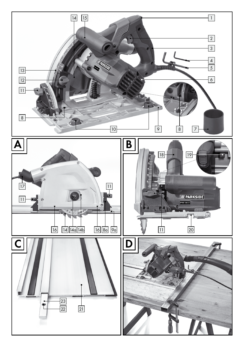 Ba d c | Parkside PTSS 1200 A1 User Manual | Page 3 / 63