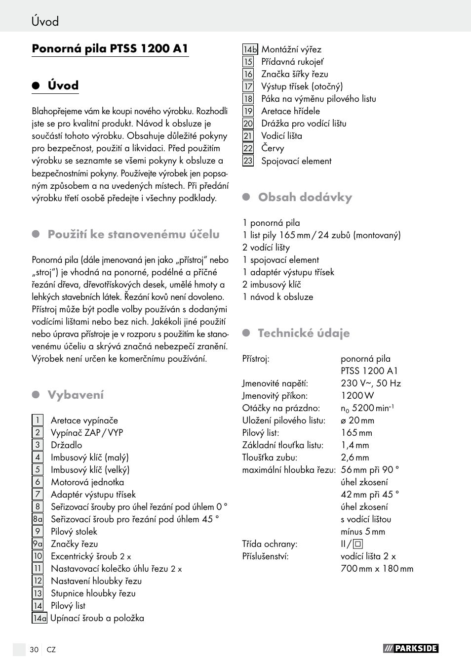 Parkside PTSS 1200 A1 User Manual | Page 30 / 63