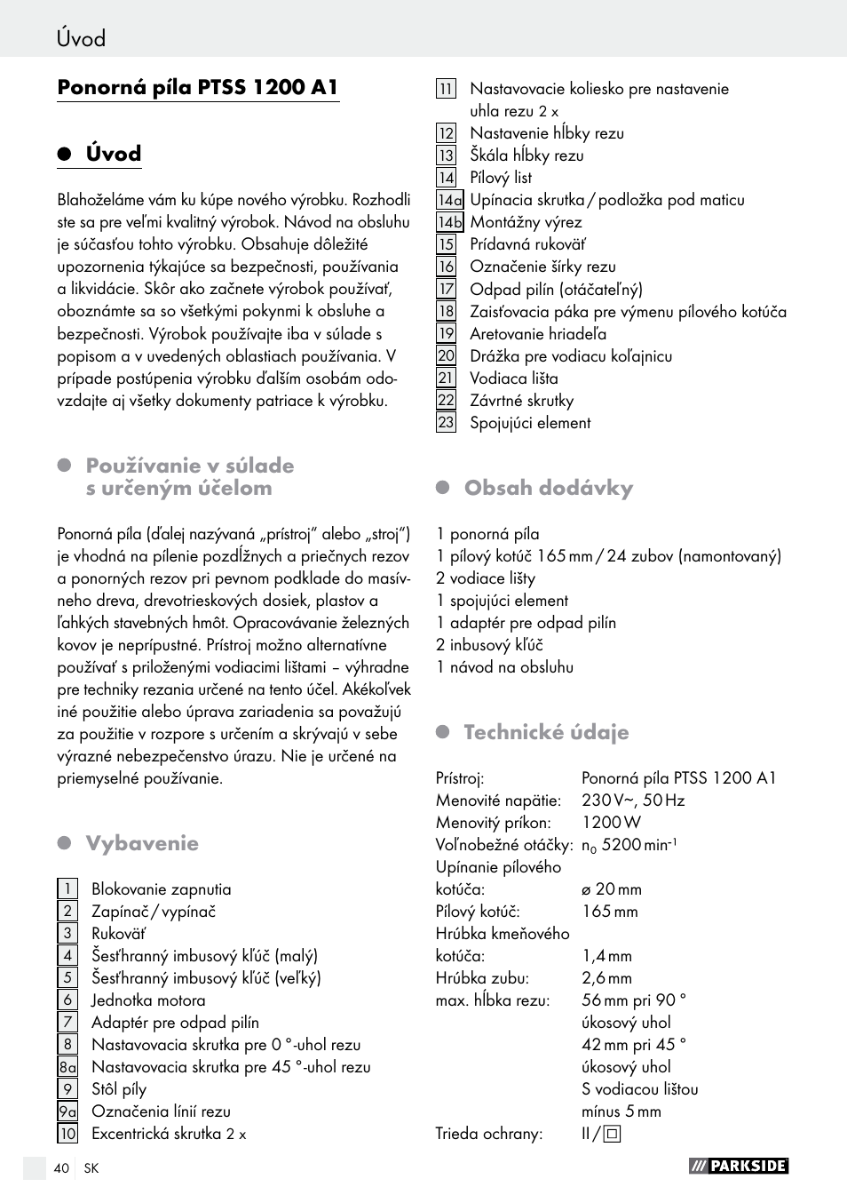 Parkside PTSS 1200 A1 User Manual | Page 40 / 63