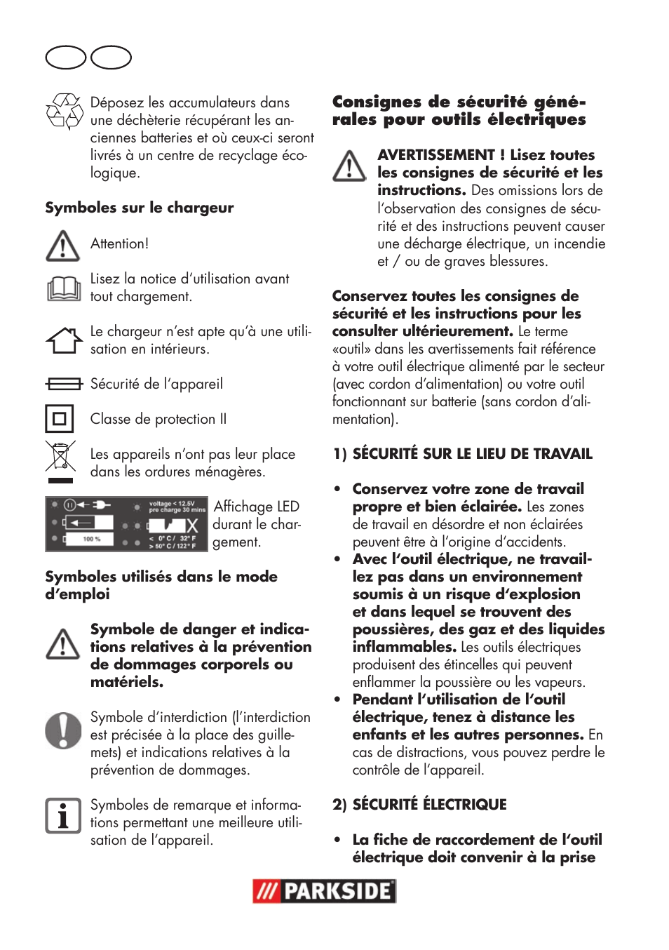 Fr be | Parkside PSSA 18 A1 User Manual | Page 24 / 84