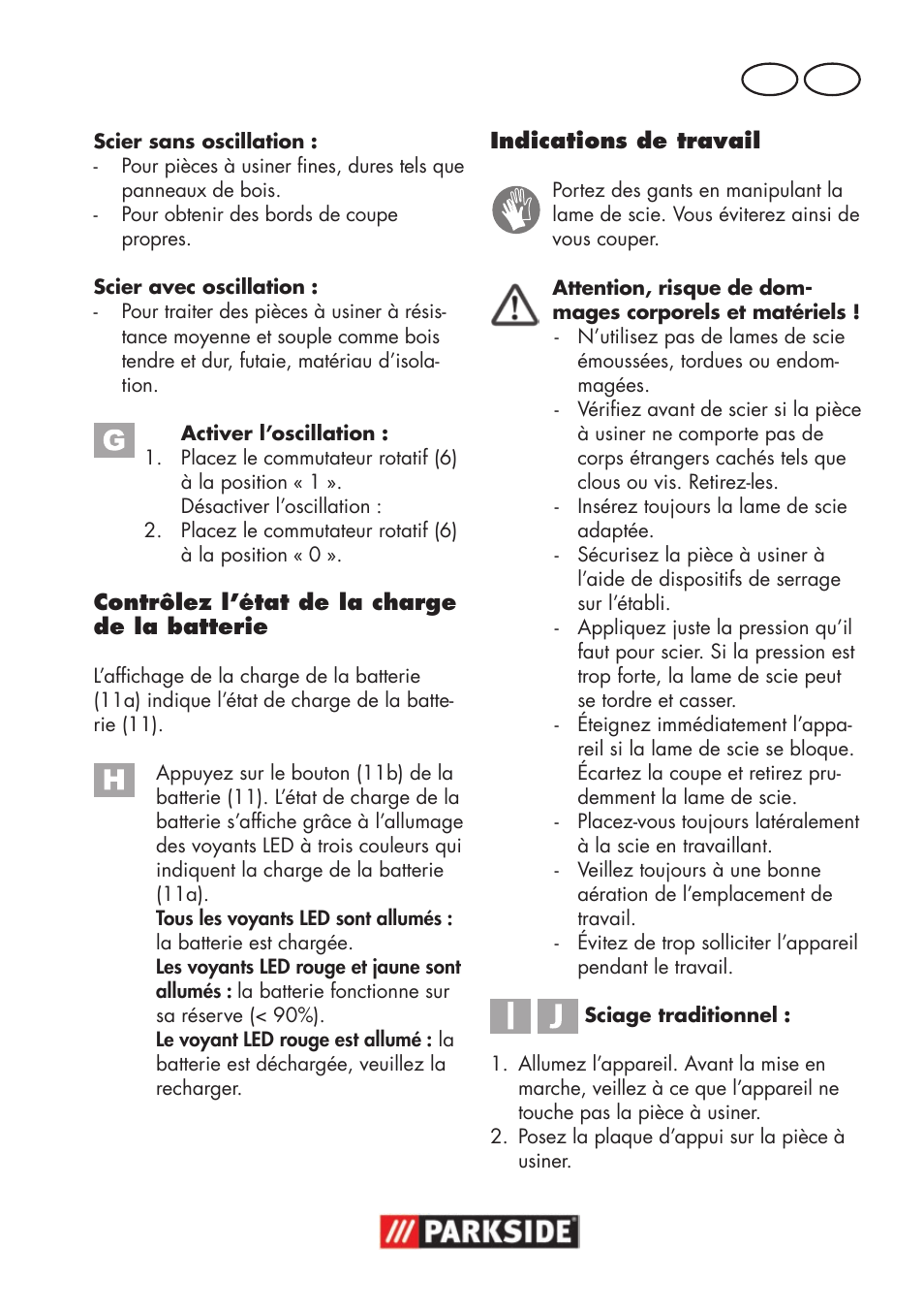 Fr be | Parkside PSSA 18 A1 User Manual | Page 33 / 84
