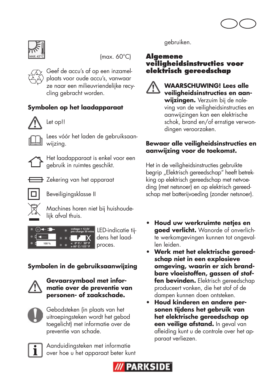 Nl be | Parkside PSSA 18 A1 User Manual | Page 43 / 84