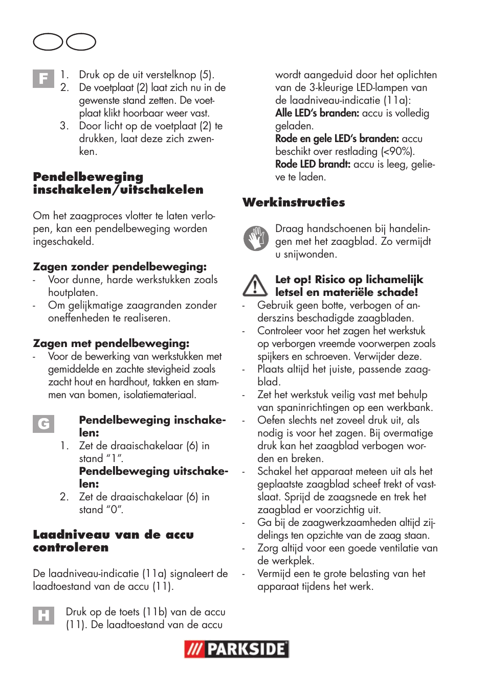 Nl be | Parkside PSSA 18 A1 User Manual | Page 52 / 84