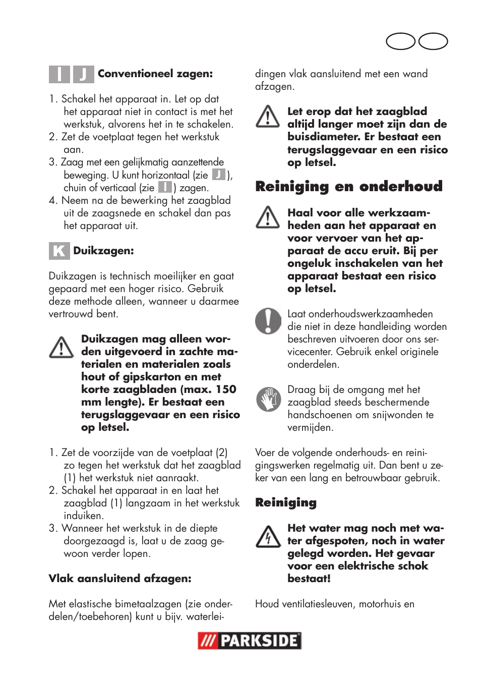 Reiniging en onderhoud, Nl be | Parkside PSSA 18 A1 User Manual | Page 53 / 84