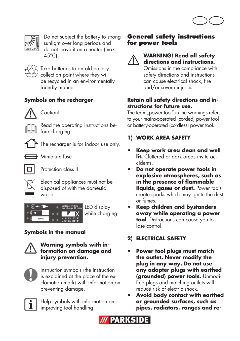 Gb ie | Parkside PSSA 18 A1 User Manual | Page 7 / 84