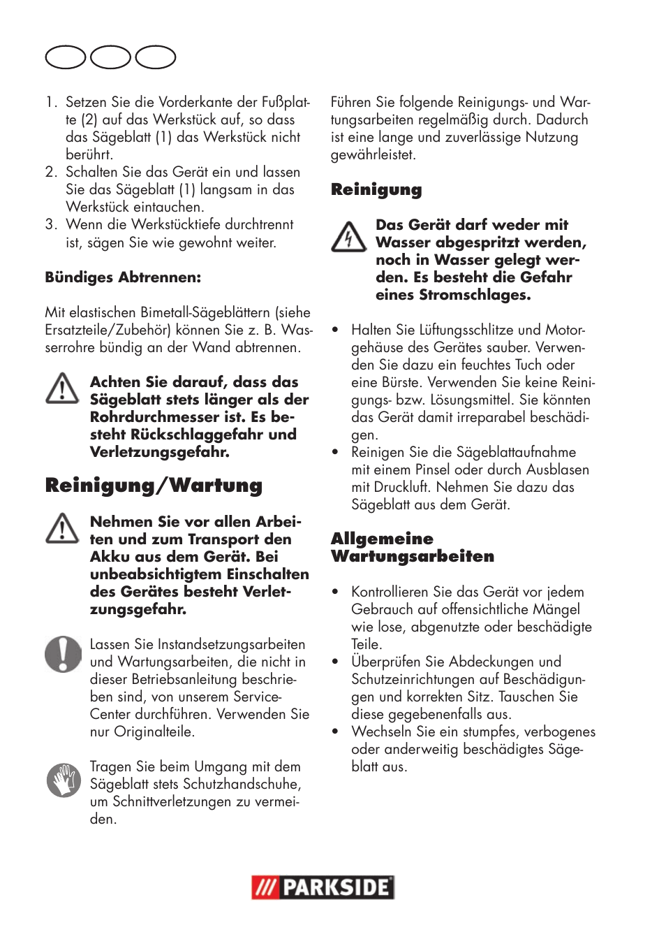 Reinigung/wartung, De at ch | Parkside PSSA 18 A1 User Manual | Page 72 / 84