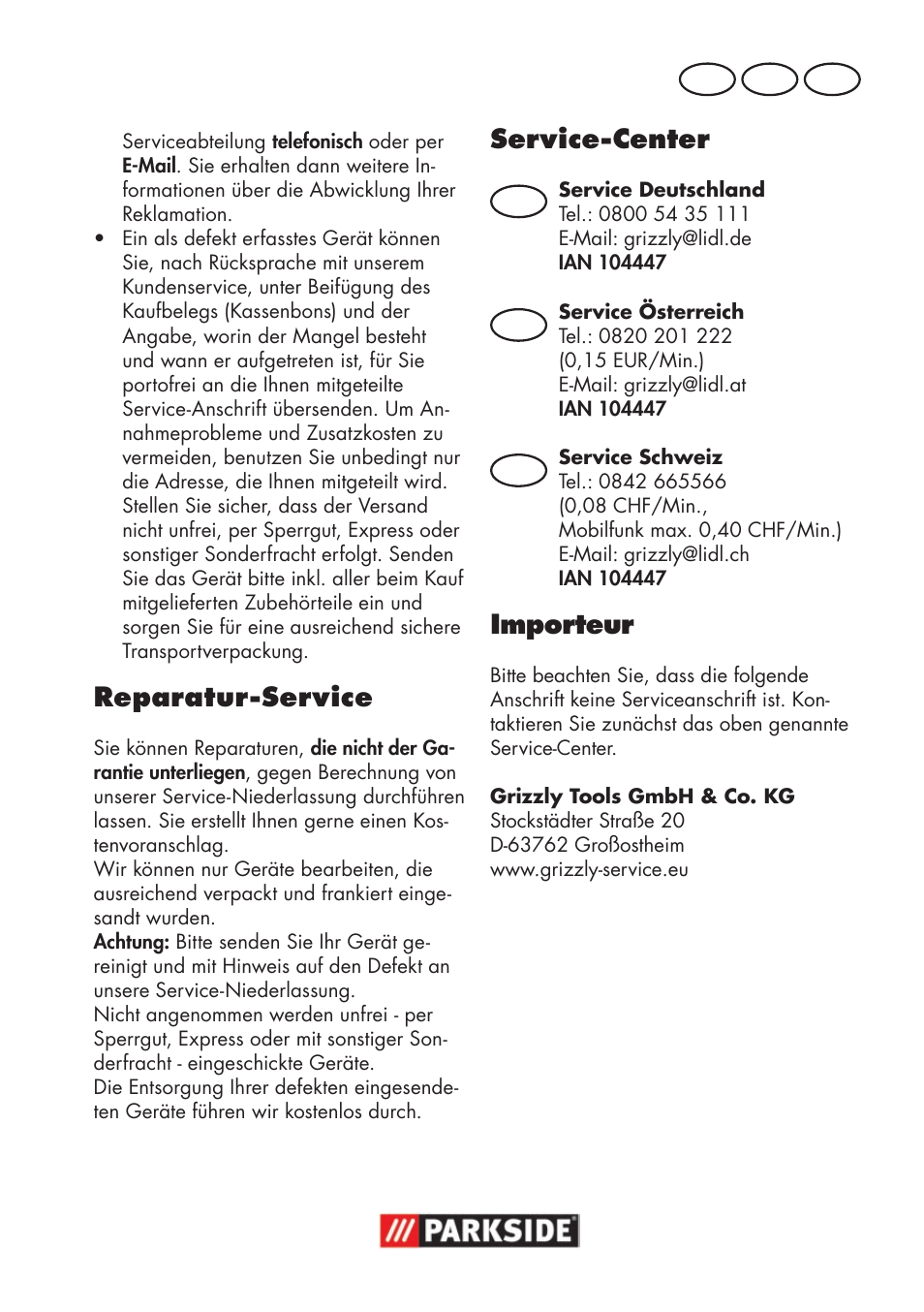 Reparatur-service, Service-center, Importeur | Parkside PSSA 18 A1 User Manual | Page 77 / 84