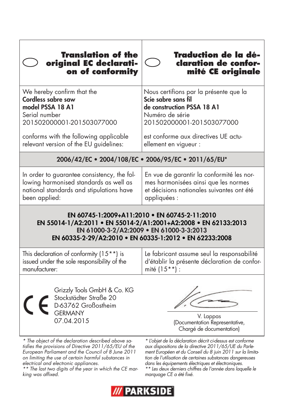 Parkside PSSA 18 A1 User Manual | Page 78 / 84