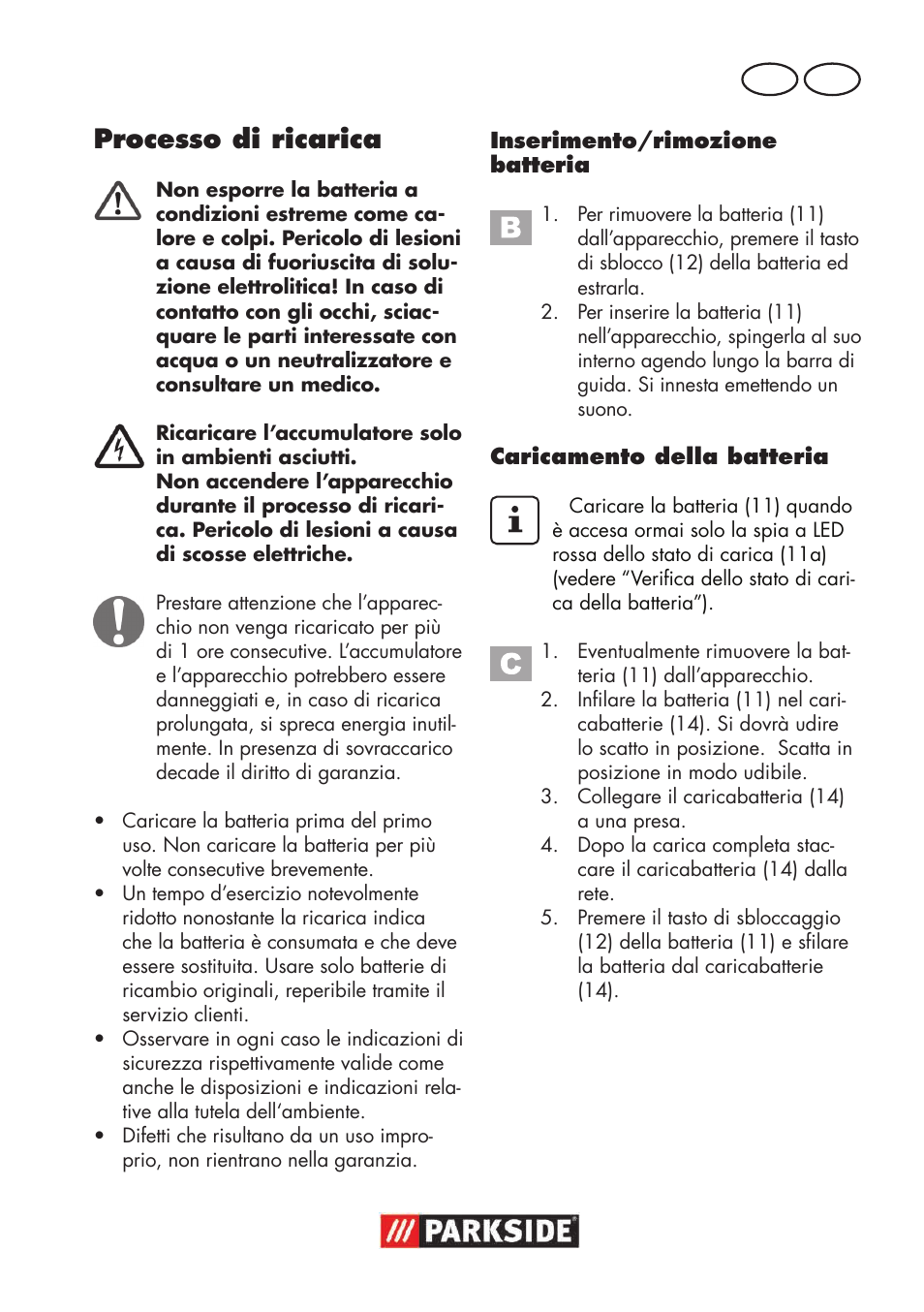 Processo di ricarica, It mt | Parkside PSSA 18 A1 User Manual | Page 13 / 64