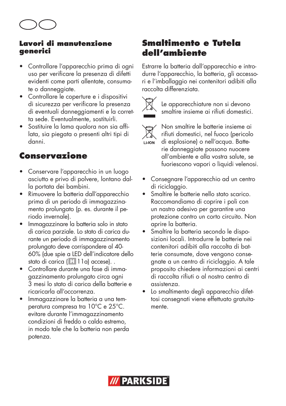 Conservazione, Smaltimento e tutela dell’ambiente, It mt | Parkside PSSA 18 A1 User Manual | Page 18 / 64