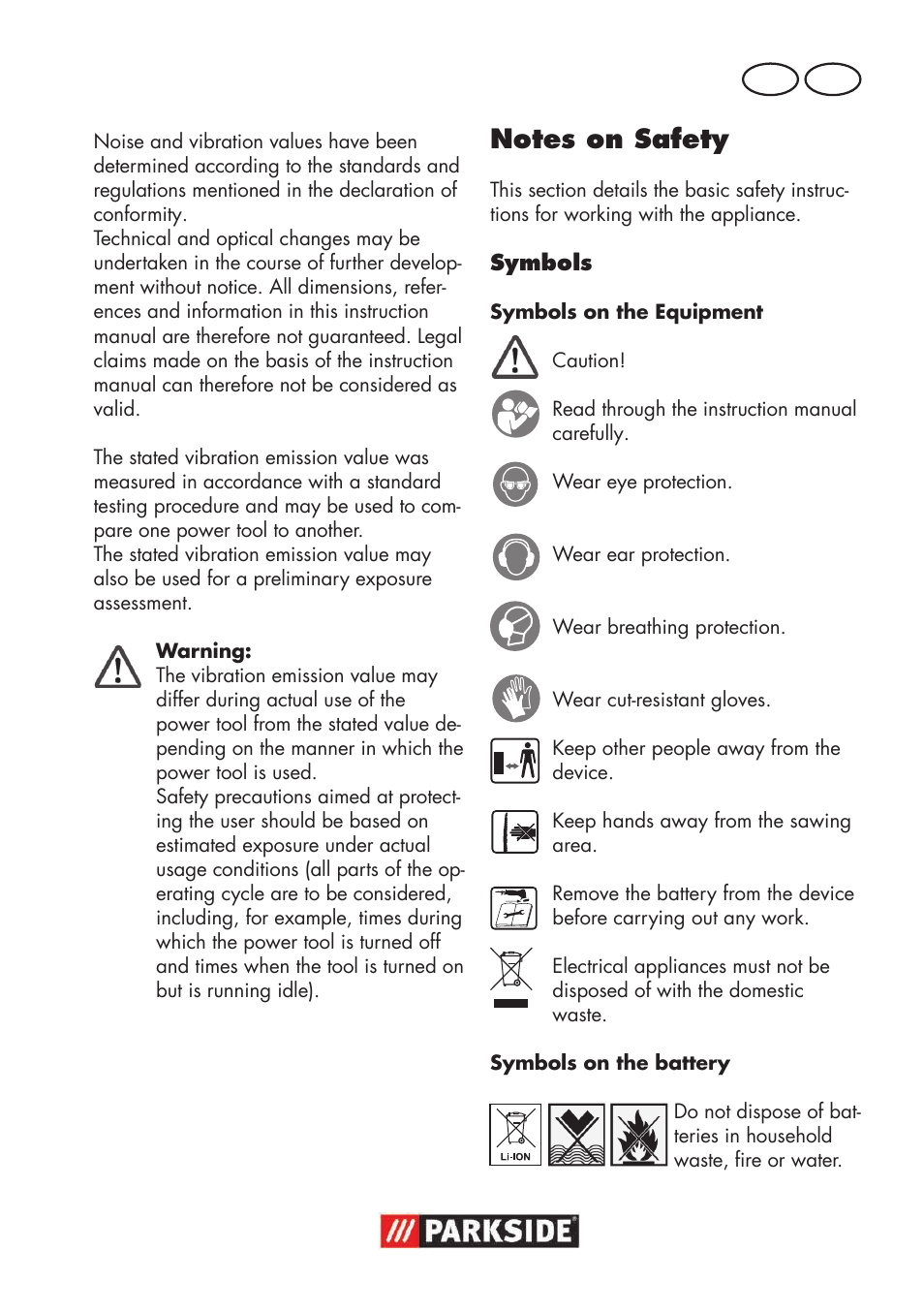 Parkside PSSA 18 A1 User Manual | Page 25 / 64