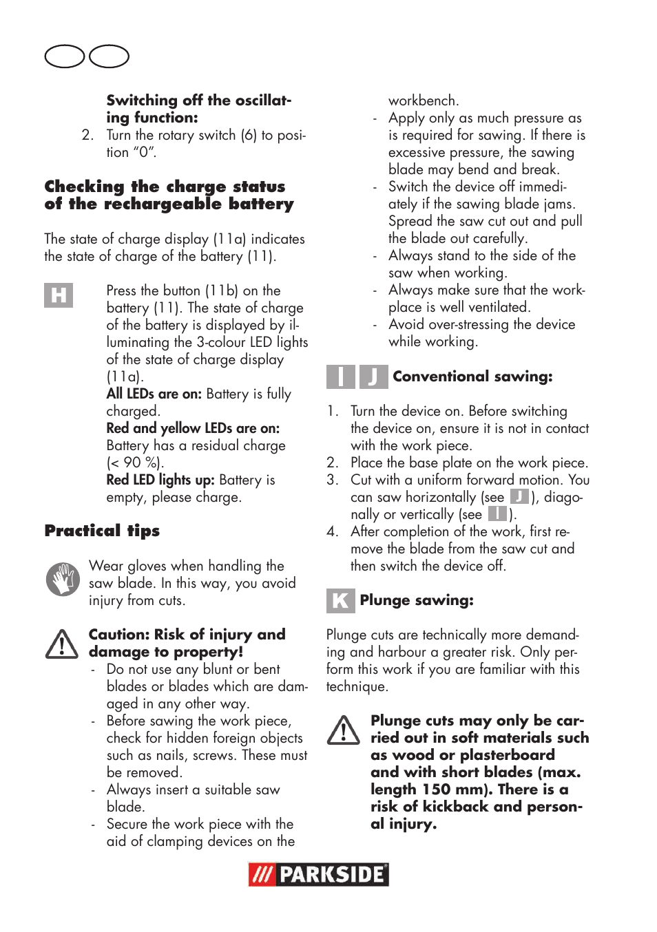 Parkside PSSA 18 A1 User Manual | Page 34 / 64