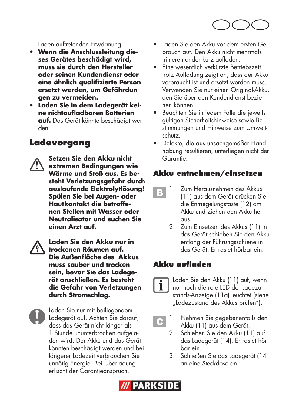 Ladevorgang, De at ch | Parkside PSSA 18 A1 User Manual | Page 49 / 64