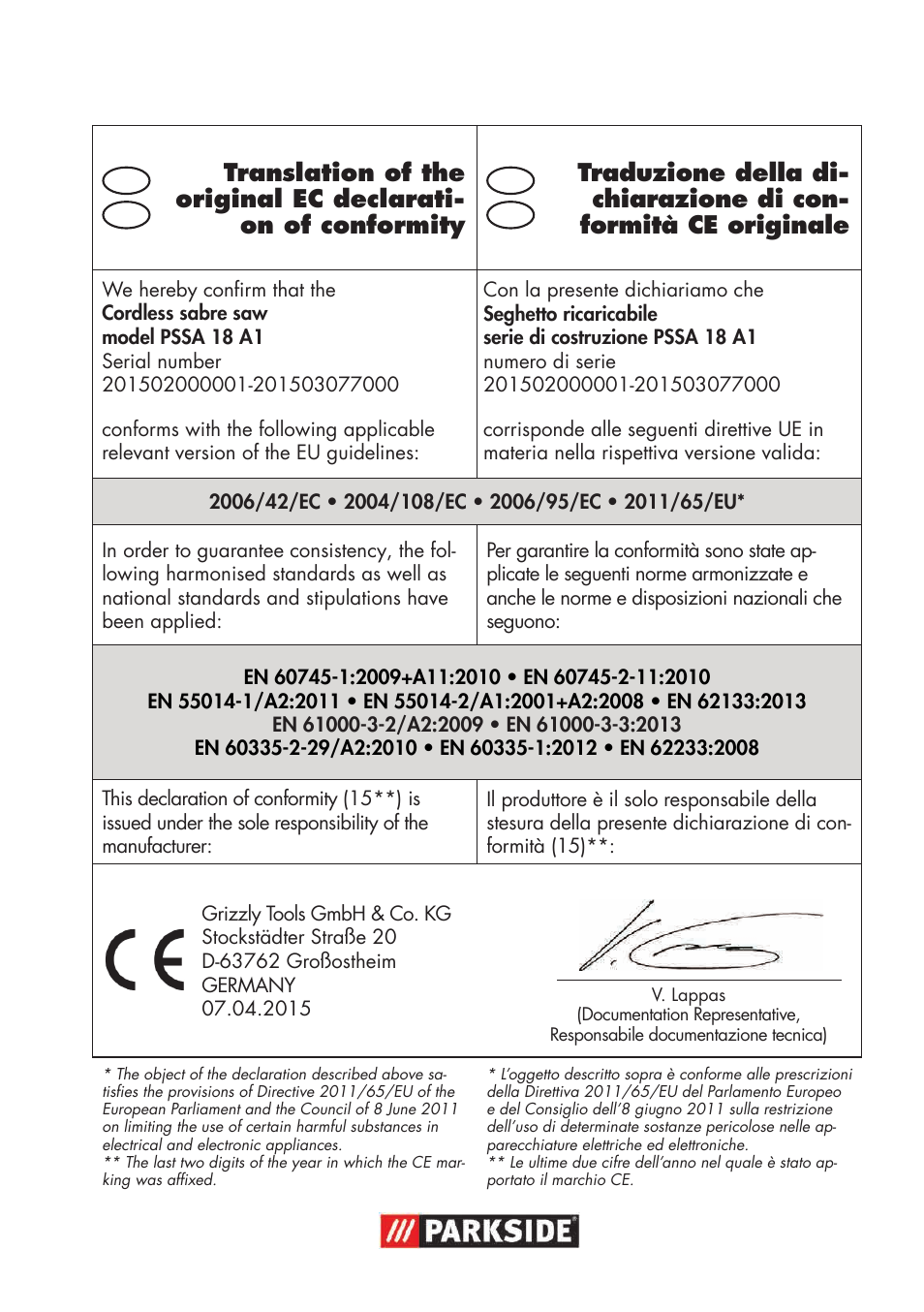 Parkside PSSA 18 A1 User Manual | Page 59 / 64