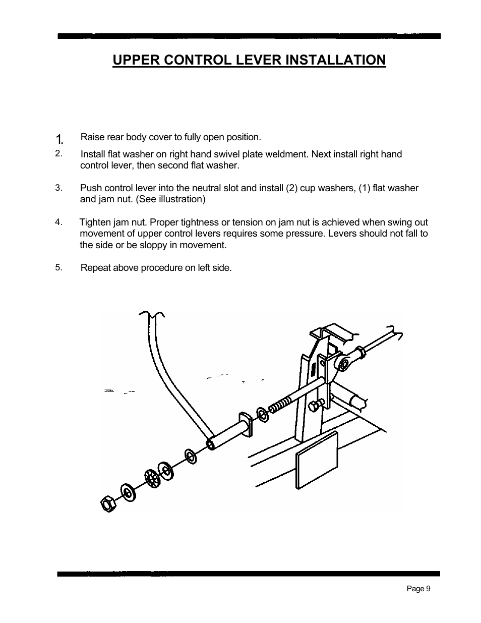 Upper control lever installation | Dixon 5501 User Manual | Page 12 / 42