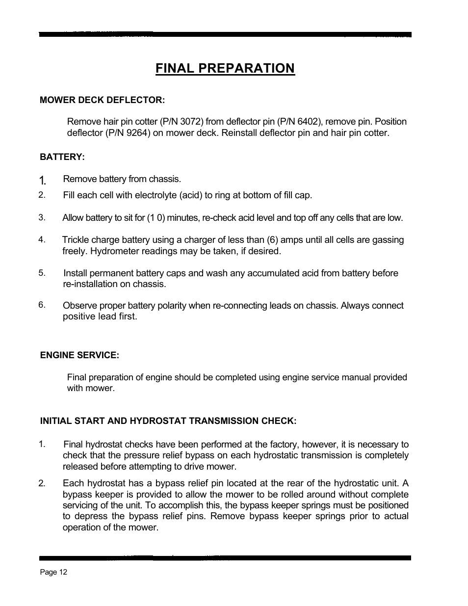 Final preparation | Dixon 5501 User Manual | Page 15 / 42