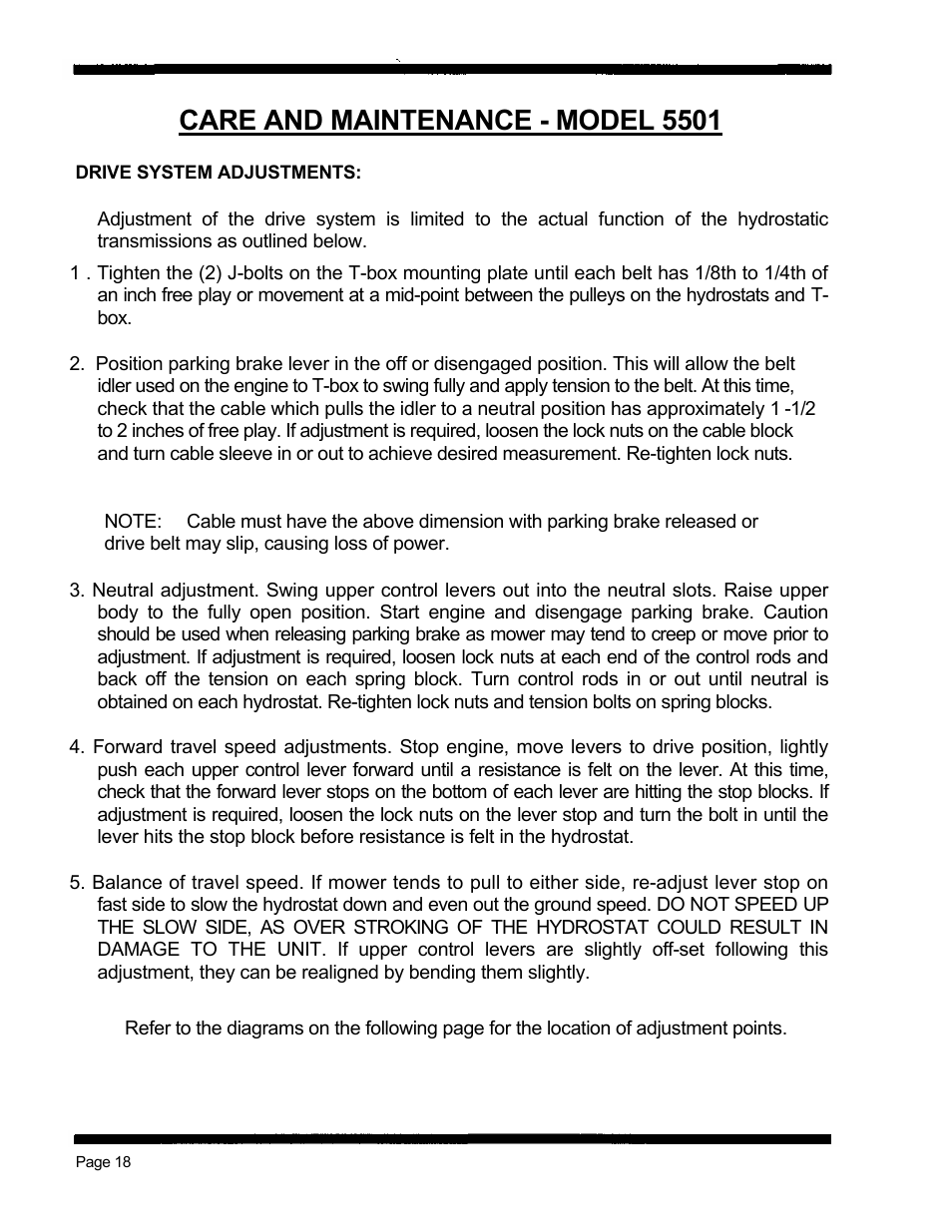 Care and maintenance - model 5501 | Dixon 5501 User Manual | Page 21 / 42