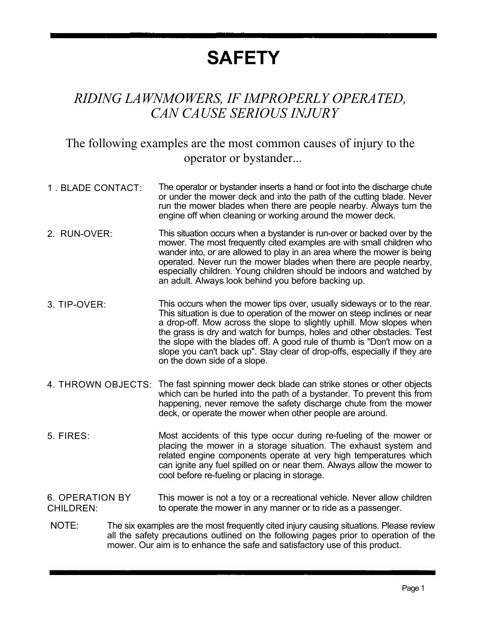 Safety, Operator or bystander | Dixon 5501 User Manual | Page 4 / 42