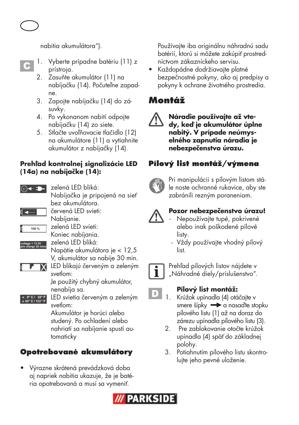 Montáž | Parkside PSSA 18 A1 User Manual | Page 104 / 140