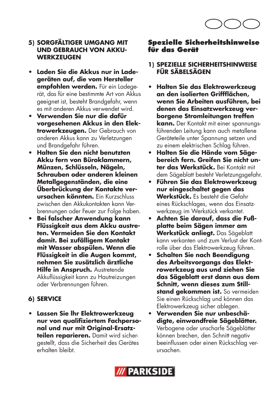 De at ch | Parkside PSSA 18 A1 User Manual | Page 119 / 140