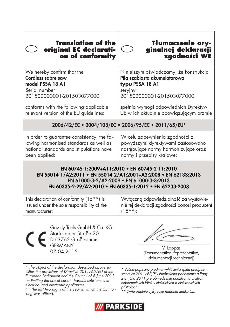 Parkside PSSA 18 A1 User Manual | Page 133 / 140