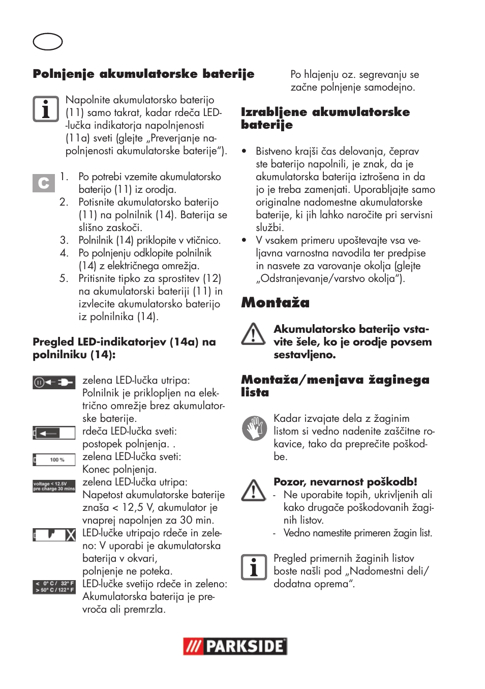 Montaža | Parkside PSSA 18 A1 User Manual | Page 68 / 140