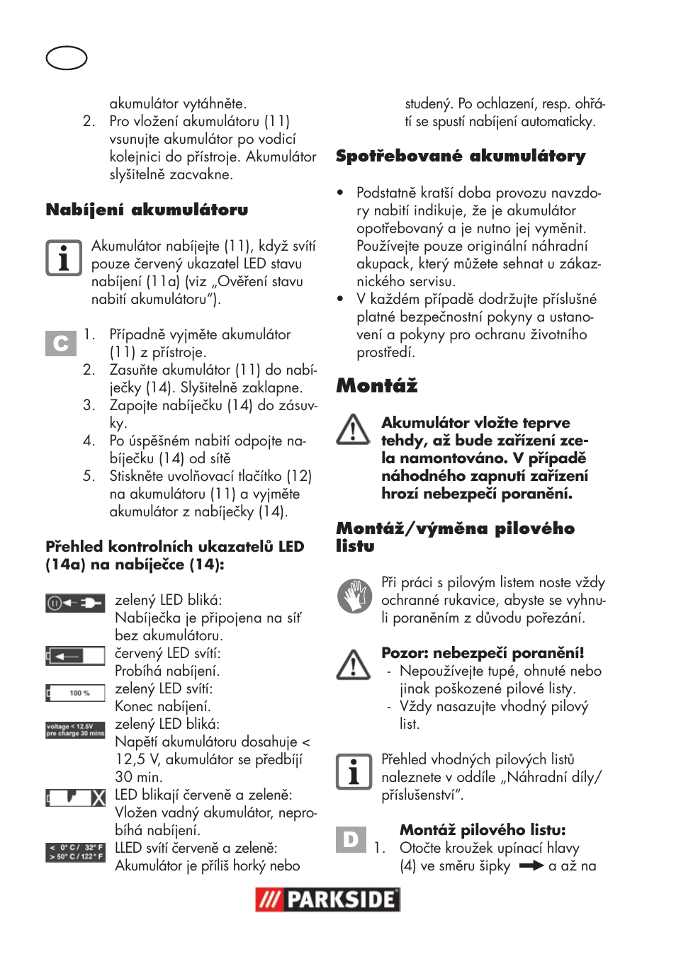 Montáž | Parkside PSSA 18 A1 User Manual | Page 86 / 140