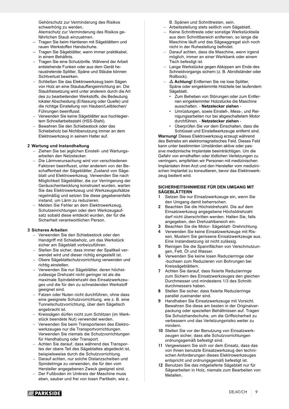Parkside PTK 2000 A1 User Manual | Page 14 / 64