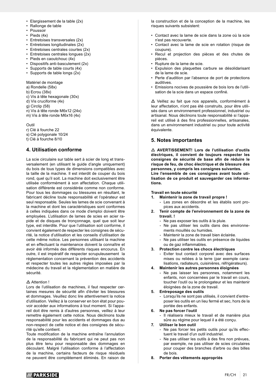 Utilisation conforme | Parkside PTK 2000 A1 User Manual | Page 26 / 64