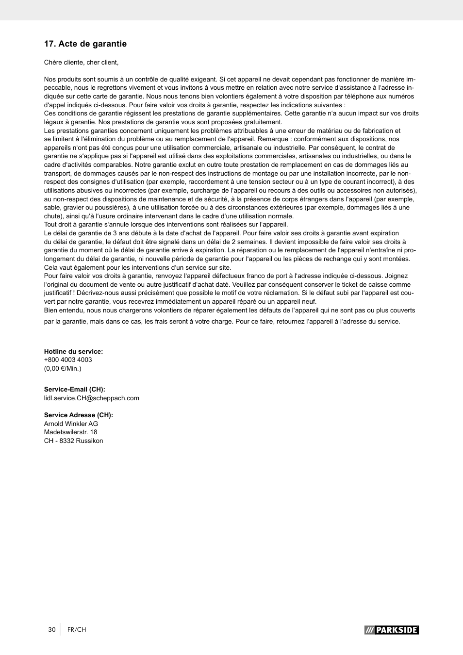 Acte de garantie | Parkside PTK 2000 A1 User Manual | Page 35 / 64