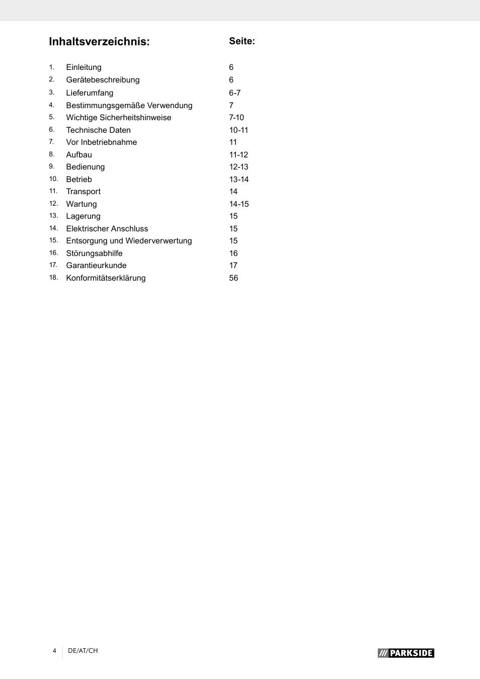 Parkside PTK 2000 A1 User Manual | Page 9 / 64