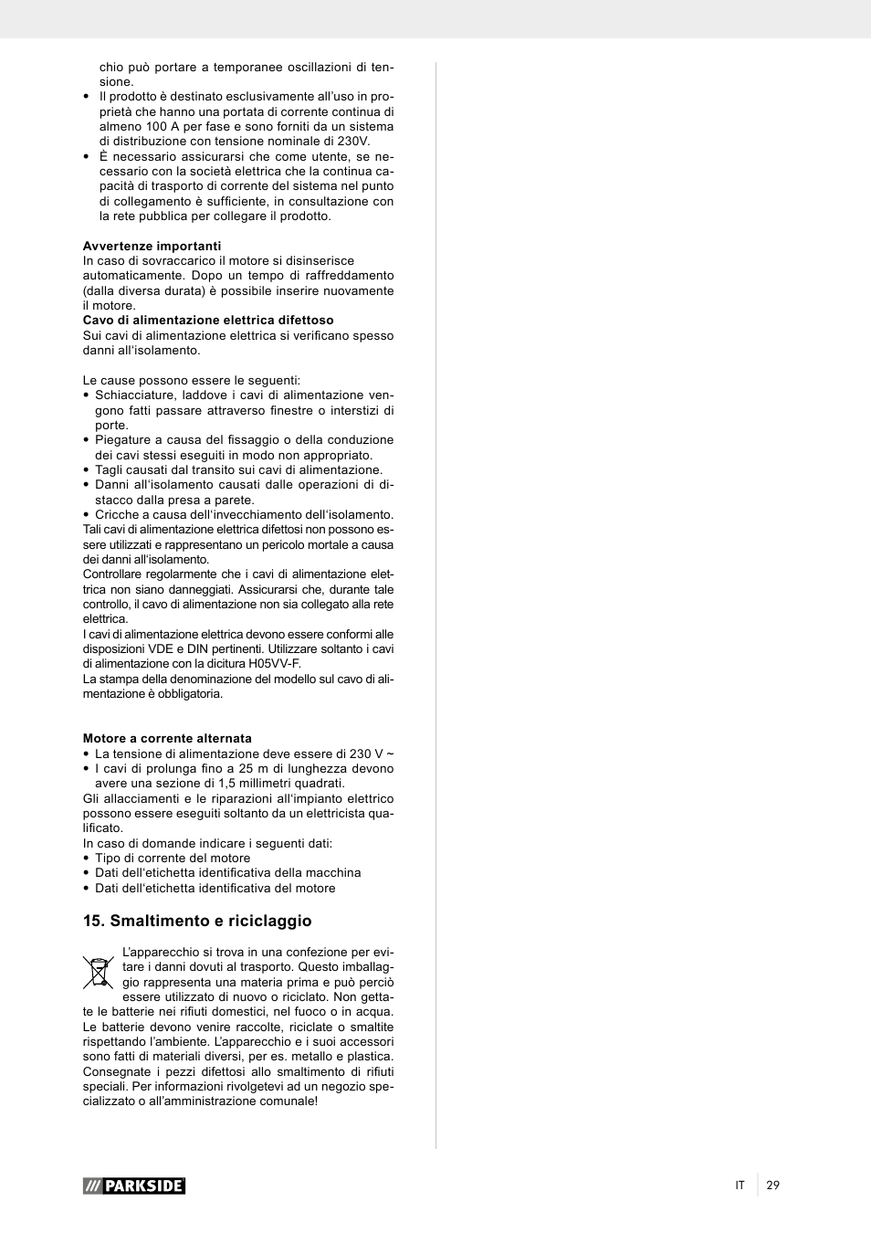 Smaltimento e riciclaggio | Parkside PTK 2000 A1 User Manual | Page 34 / 80