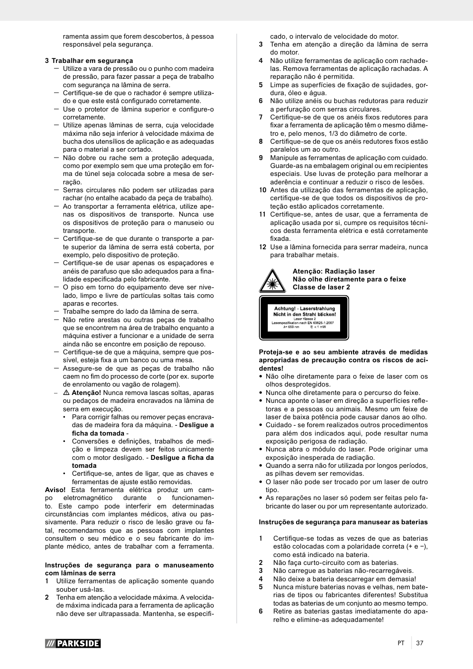 Parkside PTK 2000 A1 User Manual | Page 42 / 80